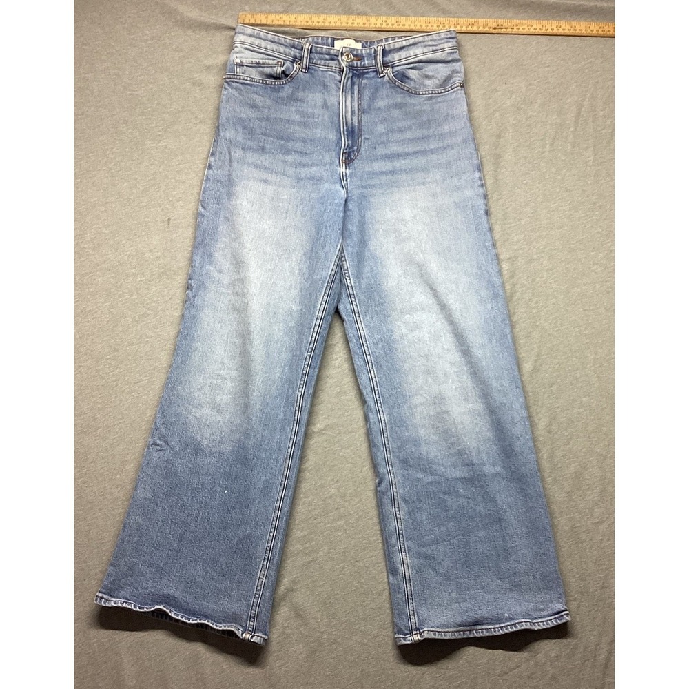 H&M Jeans Womens 8 Blue High Rise Relaxed Wide Leg Light Wash Denim Casual